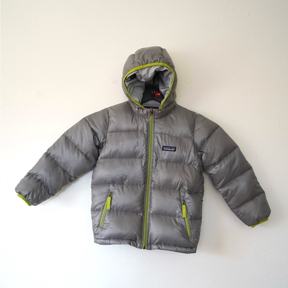 Patagonia Jacket Coat Hi-Loft Down Sweater Hoody Size 5T Thermal Silver Gray - Picture 2 of 6